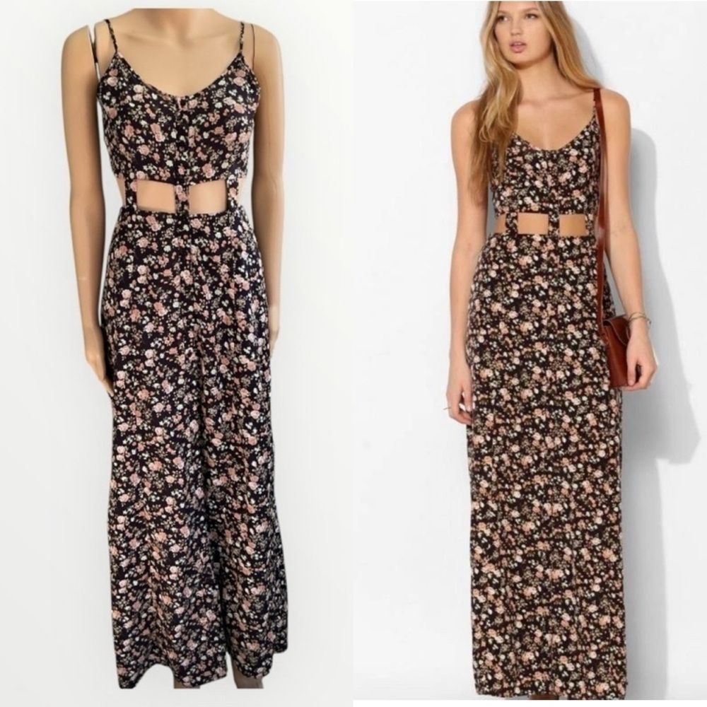 Pins & Needles Caged Cut Out Waist Maxi Floral Bottom Front Summer Dress